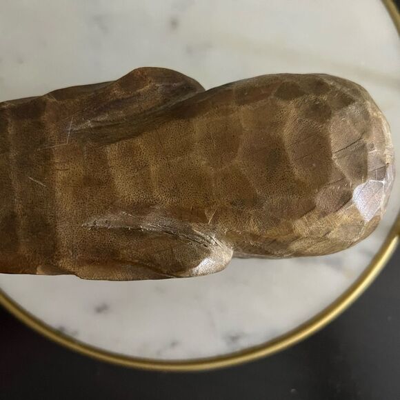 Vintage Wood Elephant Hand Carved stature Solid Piece Brown tan 7.5” L 5.5” H - Picture 5 of 6